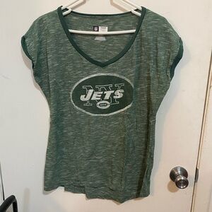 NFL Women's New York Jets Short Sleeve V-Neck Tee - Green